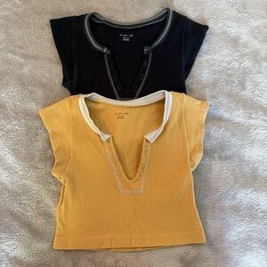 Urban Outfitters Yellow and Black Crop Tops